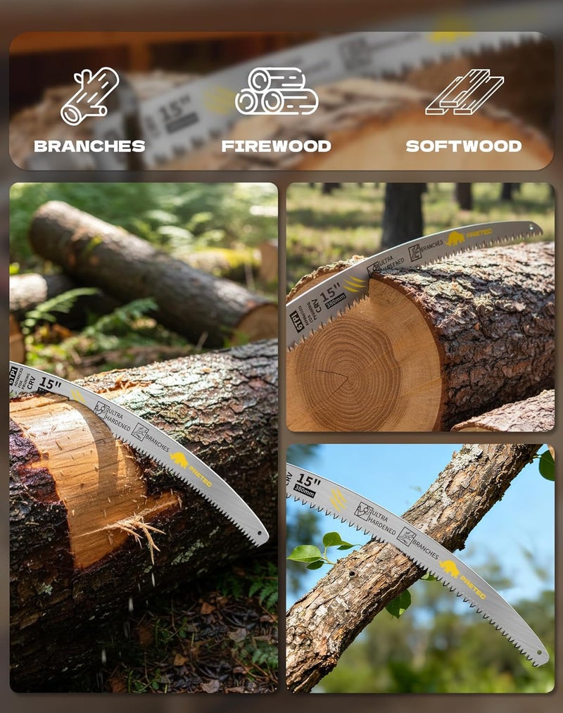 PRETEC Japanese Teeth Reciprocating Saw Blades 15 Inch, Arc Edge Wood Pruning Reciprocating Saw Blades 6TPI Tree Trimming, Wood Cutting, Cr-V Reciprocal Saw Blades Better Wear Resistance, (5 Pack) - Image 5